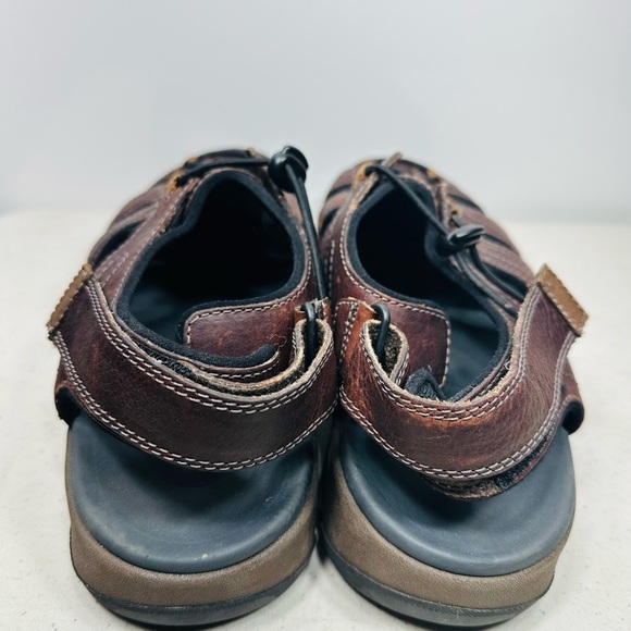 MENS CLARKS BRIXBY COVE BROWN LEATHER STRAP COMFORTABLE FISHERMAN SANDALS 13 main image 4